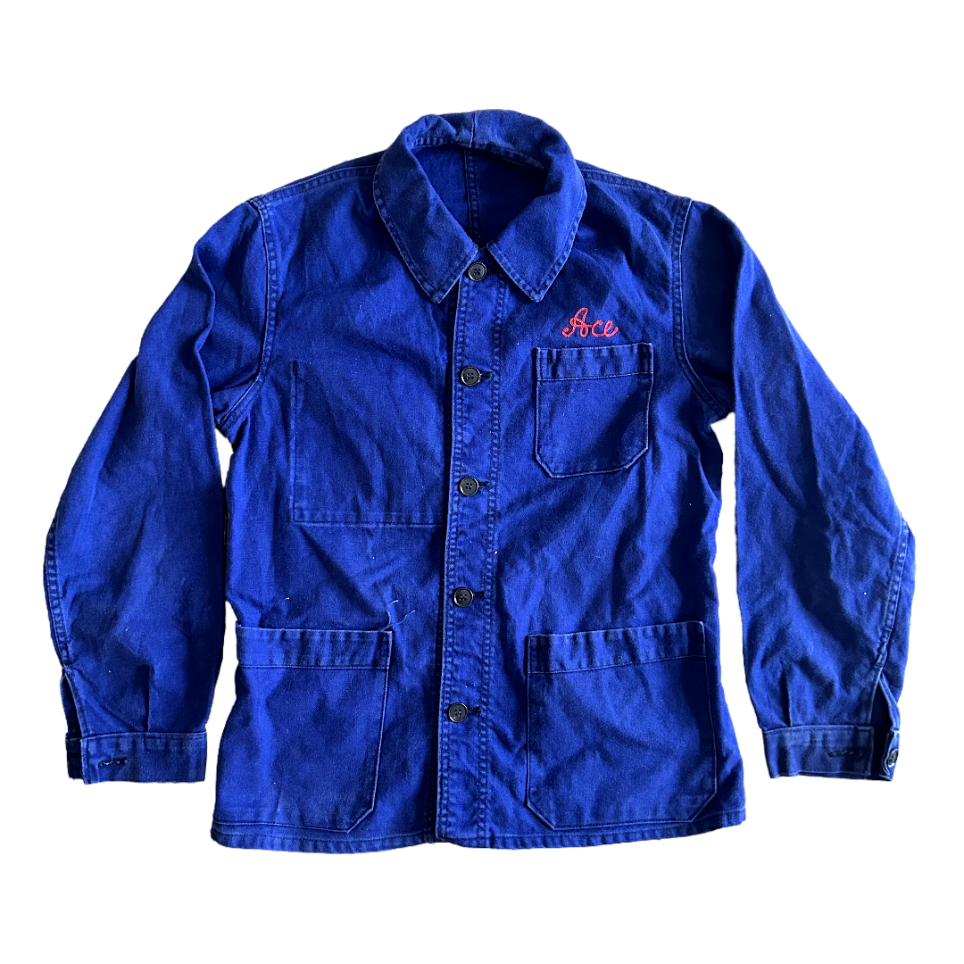 1970s French Chore Coat, Dark Blue