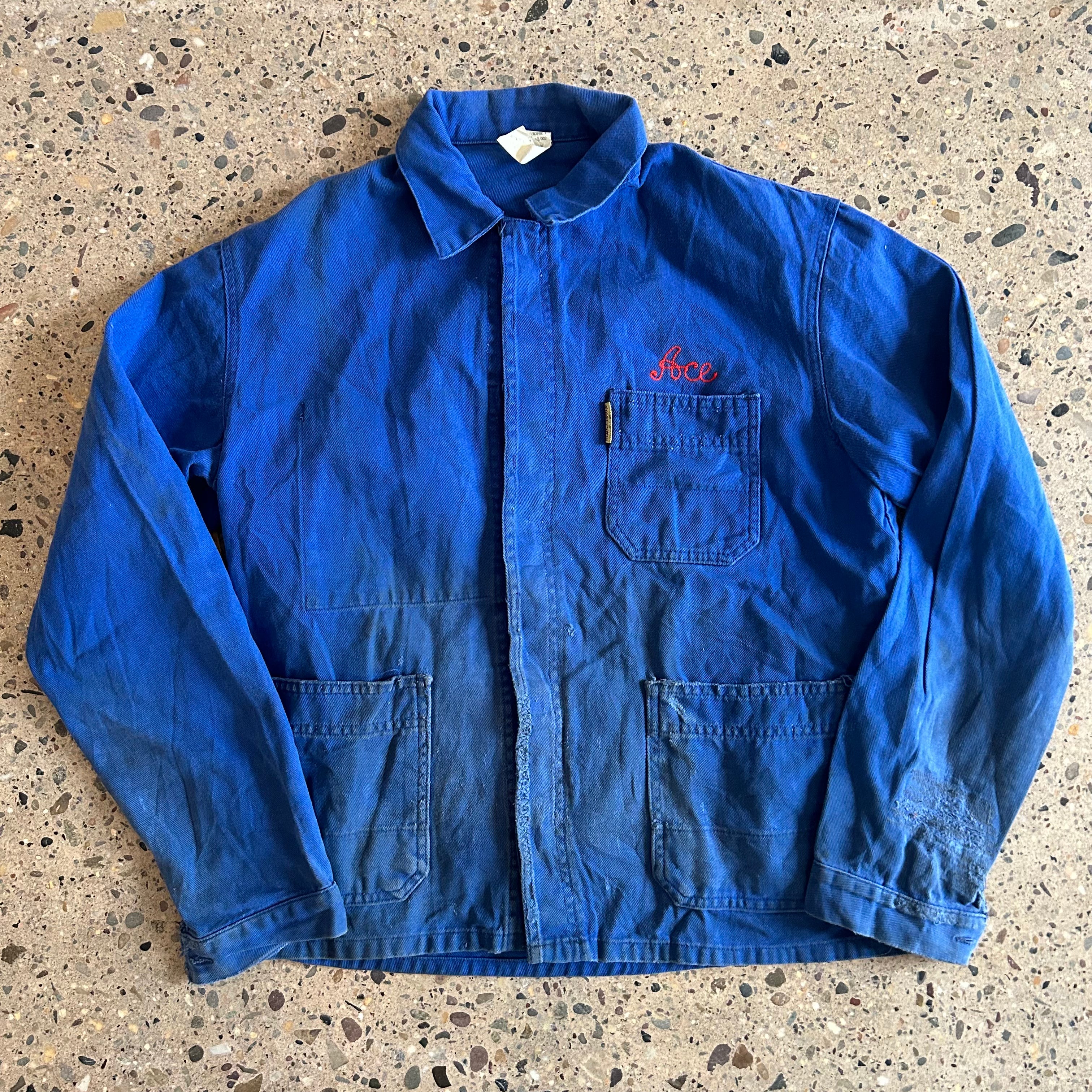 1990s French Chore Coat, Traditional with Hidden Buttons – Ace 1990s French Chore Coat, Traditional with Hidden Buttons – Ace
