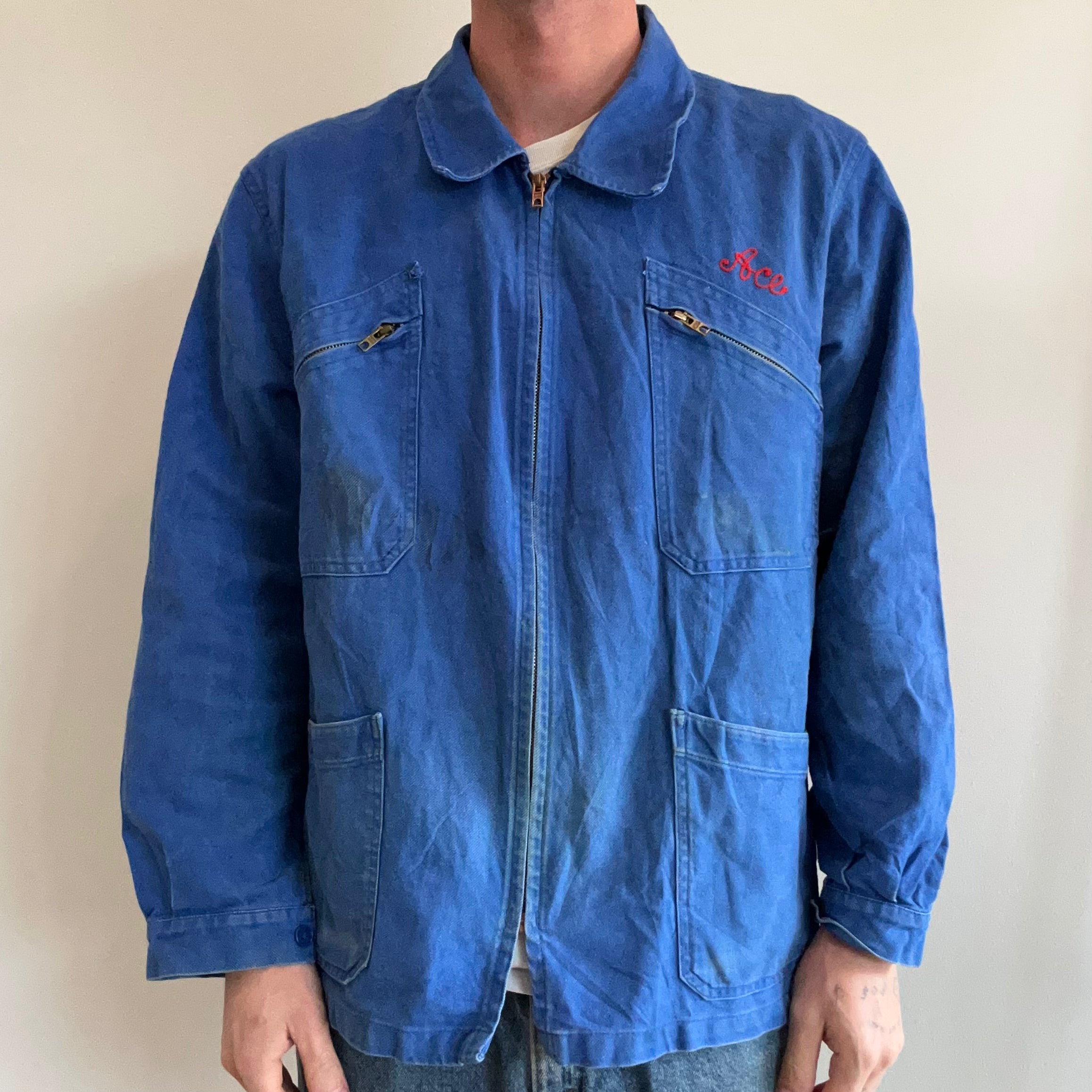 1970s French Chore Coat, Zip and Slant Pockets – Ace Coffee Outpost 1970s French Chore Coat, Zip and Slant Pockets – Ace Coffee Outpost